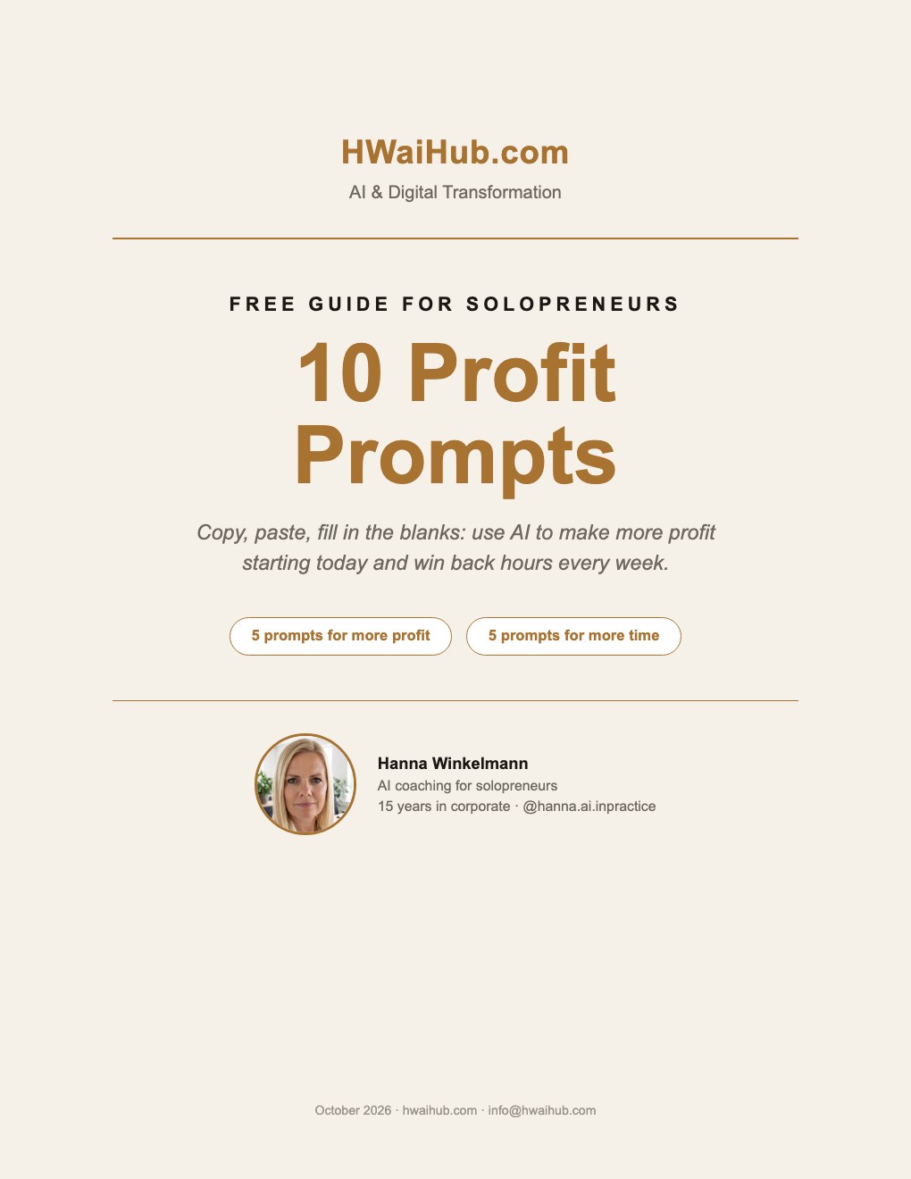 Cover of the guide 10 Profit Prompts